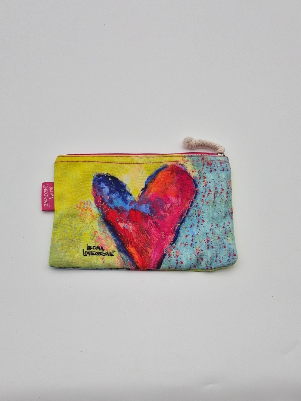 Leoma Lovegrove Vibrant Heart Canvas Zip Cosmetic Pouch - Pink/Blue/Yellow